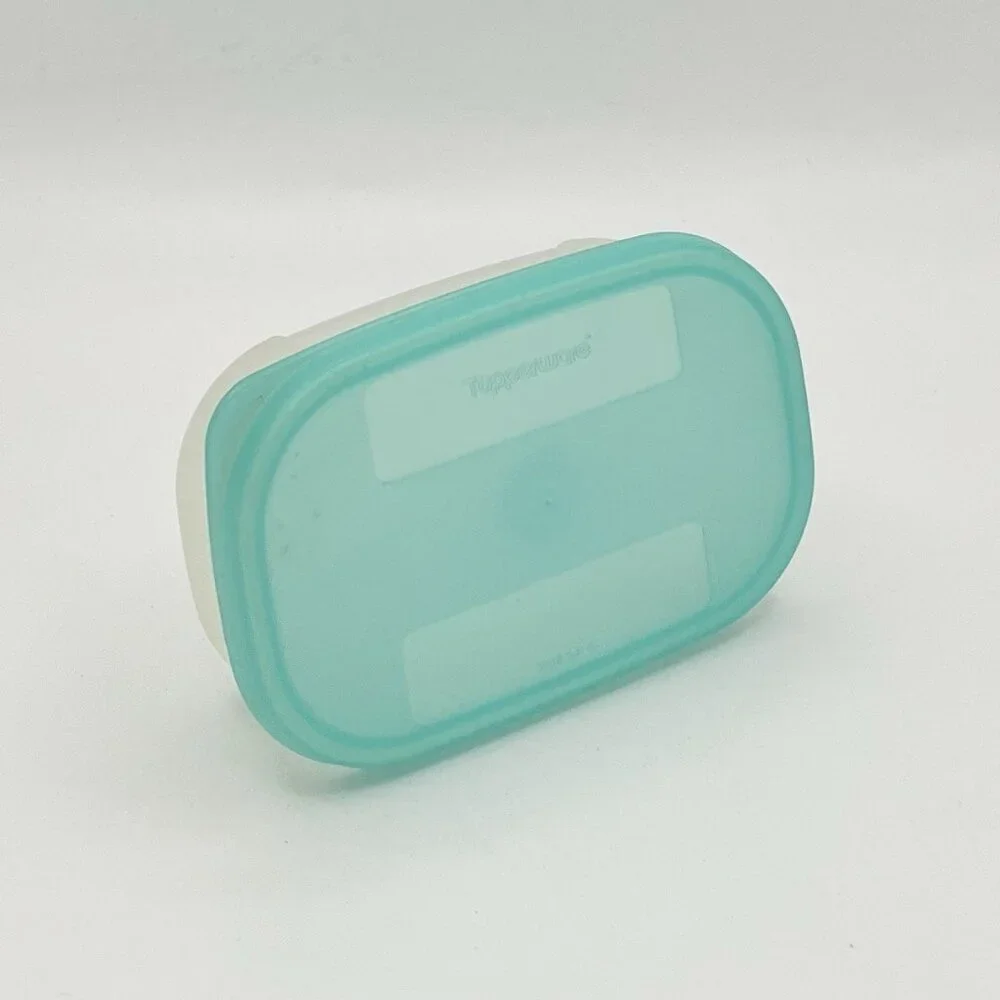 VTG Tupperware 4 oz Mini Snack Keeper 4160C Teal Lid Small Storage Container USA